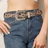 Gürtel Mode Voller Diamant Strass Sexy Leopard Print Leder Für Frauen Luxus Pin Schnalle Gürtel Frau Qualität Wild Strap