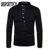 Męskie tshirty UrsportTech solidny kolor Thirt Long Rleeve Casual Tshirt Tops Odzież Spring Autumn Streetwear Tshirts 220826