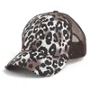 Ball Caps Women Summer Mesh Back Messy Baseball Cap Vintage Leopard Tiger Stripes Printed Adjustable Trucker Hat