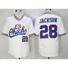 Men's 28 Bo Jackson Memphis Chicks Movie Retro Baseball Ed Jersey Best Quality White Fast Shipping