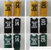 Ed the Fresh Prince of Academy basketbalshirts College #14 Will Smith Jersey heren zwart groen geel Bel-air 25 Carlton Banks maat S-XXL