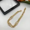 新しいデザインのHiphop Rock Punk Brass Bracet Lecklace Vintage Diamond Letter Necklaces Womens All-Match Catwalk Fashion Bracelets Designer Jewelry Sets DG001