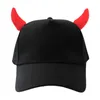 Ball Caps Women Men Novelty Funny Devil Ox Horn Baseball Solid Color Outdoor Sunscreen Halloween Holiday Party Adjustable Snapback Hat