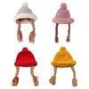 Chapeaux chauds et doux en peluche avec pompon pour enfants, tricotés à la main avec tresses, perruques à la mode pour enfants, automne et hiver, livraison directe