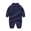 Spring/Autumn Baby Rompers White/Navy Colors Long-Sleeved Plaid Bowknot 100% Cotton Newborn Boy Girl Jumpsuits 0-24 months Children Pajamas