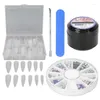 Nail Gel Fake Tips Set Resin Solid Glue Clear With Rhinestones For Daily Use
