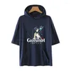 Felpe con cappuccio da uomo 2022 Gioco Genshin Impact Stampa T-shirt con cappuccio ritagliata Uomo Donna Unisex Harajuku Hip Hop Tuta Streetwear Pullover