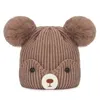 Baby barn stickade hattar söta öron tecknad björn kepsar barn som stickar varm mössa hatt