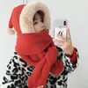 Berets Winter Women Novelty Beanies Caps Lamb Wool Fur Thicken Warm Hat Christmas Gift Cute Scarf Integrated Gloves Bib Three