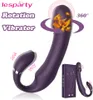 Articoli di bellezza Strapon Dildo Vibratore per donna Doppia penetrazione Rotazione lesbica senza spalline Coppia di giocattoli sexy