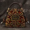 Evening Bags Johnature Retro Hand Painted Luxury Handbags 2022 Genuine Leather Floral Large Capacity Cowhide Shoulder & Crossbody