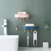 비누 요리 벽 장착 식기 홀더 4 훅 플라스틱 깨끗한 브러시 스폰지 매달려 랙 부엌 욕실 스폰지 배수구 케이스
