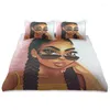 Berets 2022 Schlafzimmer 3-teilige Bettwäsche Afro Girls Black Women Partner Print Dreiteiliges Set Kissenbezug 3-teilig Benutzerdefiniertes Muster