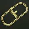 Hänge Halsband Iced Out Kubanska Kedjor Bling Diamond Letter GANG Strasshängen Herr Guldkedja Hip Hop Charm Smycken För Män