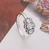 NEW Three Stone Vintage Ring 925 Sterling Silver Womens banquet party Jewelry for Pandora Rose gold Green CZ diamond Rings with Original box