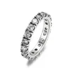 Sparkling Row Eternity Ring 925 Sterling Silver Women Mens Full CZ Diamond Wedding Gift Jewelry for Pandora Lover Band Rings with Original Box Set