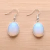 Natural Stone Dangle ￶rh￤ngen Bead Oval Hook Drop Earrings For Women Jewelry Gifts Rose Quartz Agates Jades Opal BR337