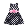 Big Polka Dot Dress Baby Girls White Black Bow Belts Sash Designs Summer Dresses for Kids 1T to 7T290X
