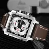 Polshorloges trendy steampunk heren kwarts top sport waterdicht chronograaf lederen band square relogio masculino