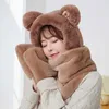 Berets 2022 3 In1 Gloves Scarf Hat Long Ears Cute Cartoon Kawaii Funny Birthday Gift Plush Cap Winter For Adult