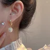 Dangle Earrings Simple Exquisite Celebrity Style Gold Pearl Drop For Woman 2022 Korean Fashion Jewelry Wedding Girl's Sweet Accessories