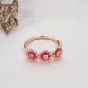 NEUER rosa Gänseblümchen-Blumen-Trio-Ring für Damen, rosévergoldet, Hochzeitsschmuck für Pandora-Ringe aus Sterlingsilber mit Original-Einzelhandelsbox-Set