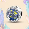 Perle en argent 925 fit Charms Pandora Bracelet à breloques Astronaute Charme Étoile Lune Bleu Charmes scintillants ciondoli DIY Fine Beads Jewelry