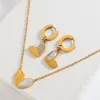 Pendant Necklaces Flashbuy Trendy Shell Metal Heart Earrings Necklace Set For Women Stainless Steel Chain Waterproof Jewelry