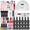 Kits de arte unhas conjuntos de manicure de acrílico LED Kit de perfuração elétrica cor UV Gel com ferramentas para polimento de construção