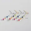 100% 925 Sterling Silver Multicolor CZ Zircon Dingle Earrings for Women Round Drop Earring Wedding Party Gifts