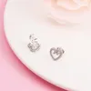 Boucles d'oreilles en argent Sterling 925 authentique pour femmes, tourbillon de cœur clair CZ, cadeau de fiançailles, bijoux originaux, Brincos2769612