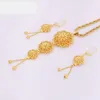 Pendant Necklaces Middle East Dubai Women Earrings Jewelry Set African Bridal Yellow Gold Color Flower Shaped Gift