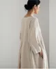 Robes décontractées Robe Maxi ample 2022 japonais coréen coton lin O cou pull solide longue Dess ourlet Robe Vestidos Mujer été