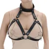 Gordels Gothic Pu Leather Hollow Out Tank Metal O-Ring Link Chains For Women Bondage Party Club Festival Rave Sexy Crop Tops