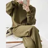 Dostyki damskie luźne damskie gofry dwustronny zestaw bluza raglan rękawów i elastyczna talia joggers garnitur jesienny t220827