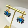 Ladies Vogue Ear Cuff Orecchini Borchie cristallo blu frangipani G D Lettere pendenti placcato oro 18 carati Anti allergia da donna Full Diamond Ears Clip Designer Jewelry 09