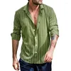 Polos pour hommes Hommes Automne Chemises à manches longues Hommes Rayé Imprimé Mode Tee Vêtements Mâle Turn Down Col Lâche Boutonné Cardigan Tops