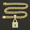 Anhänger Halsketten Iced Out Kubanische Ketten Bling Diamant Schlüsselschloss Strass Anhänger Herren Gold Hip Hop Charm Schmuck Für Männer