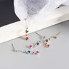 100% 925 Sterling Silver Multicolor CZ Zircon Dingle Earrings for Women Round Drop Earring Wedding Party Gifts