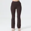 Tenues De Yoga Couleur Unie Sports Façonner Taille Haute Serré Évasé Fitness Jogging Lâche Sportswear Femmes Pantalon Évasé À Neuf Points Legging