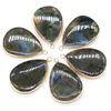 Pendentif Colliers 5PCSNatural Stone Flash Labradorite Goutte d'eau pour la fabrication de bijouxAccessoire de collier de bricolage Guérison Gems Charme Cadeau 22x40mm