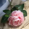 Dekorativa blommor 1 gren 28 cm rosa/vit/blå romantisk konstgjord ros pionblomma för alla hjärtans bröllop födelsedag hem skrivbord fest