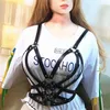 Riemen colemjie dames punk gotisch lederen bh cool stijlvolle harnas riem sexy vrouwelijke verstelbare riem bondage top borst zwart