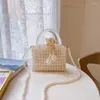 Evening Bags Handmade Pearl Bag Beaded Box Tote Women Party Retro Acrylic Plastic 2022 Summer Dinner Wholesale