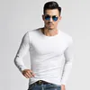 Men's T-Shirts Spring Autumn Comfort Long Sleeve T-shirt O-neck Solid Polyester T Shirt Classic Color All-match Red Blue Black 220920