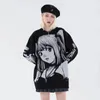 Herrtr￶jor anime flicka stickad tr￶ja m￤n hip hop streetwear vinter vintage pullover kvinnor 2022 japanska hajuku toppar