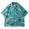 Blusas femininas retrô cool birds voador camisetas de grafite para homens mulheres streetwear hip hop hop solto casual praia praia havaiana tops