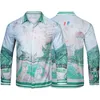 2022 Fashion Hawaiian Shirts Floral Letter Print Beach Shirt Men Designer Silk Bowling Shirt Casual Mens Summer Short Sleeve Loose Dresss