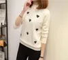 Neueste Herbst Winter Gestrickte muster Pullover Frauen Koreanische o Hals Dicken Druck pullover Mantel Lose outwear