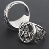 Cluster anneaux Mason Skull and Bones Signet Masonic Hand Sterling Silver Ring8005184